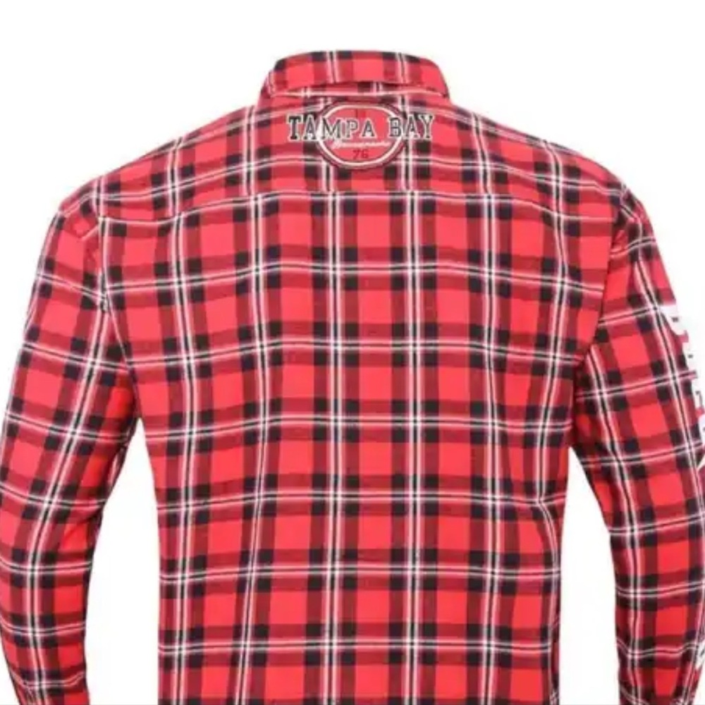 Red Plaid Men's tampa bay bucs long sleeve button up Shirt